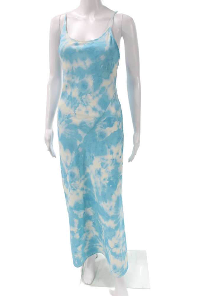 Thakoon Womens Blue Tie Dye Slip Dress Sleeveless Scoop Neck Mid-Calf Size 0