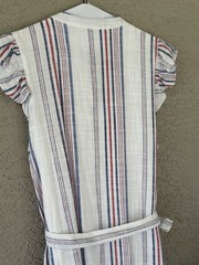 Draper James RSVP Red Blue Stripe Ruffle Hem V Neck Maxi Dress XL