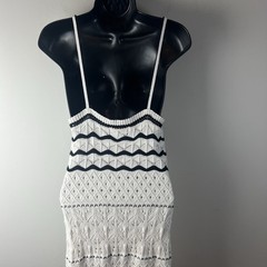 Olive + Oak Maxi Dress Womens M Sleeveless Crochet Knit Lined Lightweight Boho