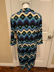Rachel Roy Multi Blue Patterned « Desert Bloom Lapis Comb » Dress, Size XL, NWT!