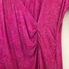 Soft Surroundings Maxi Dress Pink Paisley Womens Size 2X Long Sleeve Spandex