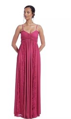 Jewel Badgley Mischka Pleated Mesh Lace and Georgette Gown Front Slit Sz 12 PINK