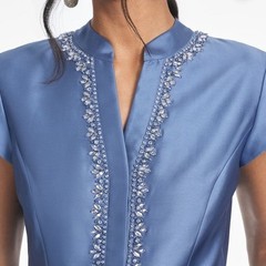 Sachin & Babi Twilight Blue Embellished Marta Gown Size 20W $995 Less Belt