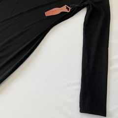 Haute Monde Bodycon Dress Womens Size S Black Stretch Long Sleeve Side Slit Long