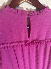 CeCe Magenta Large Boho Ruffle Cap Sleeve Layered Midi Dress Smocked Waist Fairy