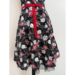 Rampage Floral Halter Dress Red White Y2K Rockabilly Pinup Retro Tulle Sz 3 XS
