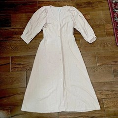 Rachel Pally Agnes Midi Dress Size M Natural Linen Rayon Blend Boho Romantic