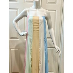 Summer Pastel Strappy Maxi Dress / Sz L / Flowy Wedding Garden Party Dress