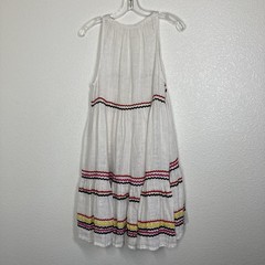 Muche Et Muchette Dress Womens One Size White Linen Boho Ric Rac Trim Summer