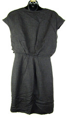 Ali Ro Gray Houndstooth Draped Short Dress Small Cap Sleeve Lined Side Zip