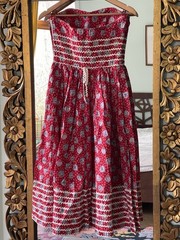 Lanz Originals Red Sweetheart Strapless Fit & Flare Midi Heart Ricrac Sz 2