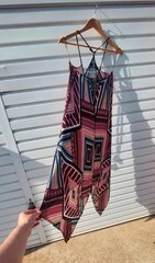 Boho geometric pattern racerback summer midi dress | beach/festival | Size 6-8