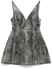 $4000 Marni Women’s 36 Calf Leather Flared Mini Dress Lined Grey Washed Gorgeous