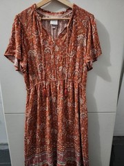 Knox Rose Dress Womens S Orange Rust Flutter Short Sleeve Tier Maxi Floral Boho