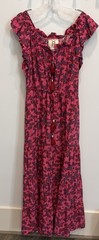 figue dress Silk Xl Long Tiered Tassels Pink Coastal NWOT