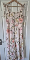JOIE Floral Maxi Dress Size 14 Romantic Cottagecore Tie Shoulder Pink/Cream NWTS