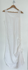 Made in Italy 100% Linen Womens Sheer Tank Dress L Ruched Side Coastal Resort