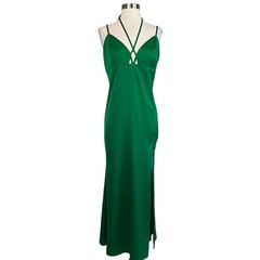 AQUA Green Cocktail Dress Satin Strappy Backless A-Line Midi Slip Size XL