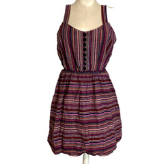 Lucca Couture Striped Button Front Fit & Flare Boho Indie Festival Dress Size M