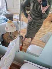No Boundaries Green, Tan Striped Button Maxi Dress SzM NWT CUTE Comfy Stretch
