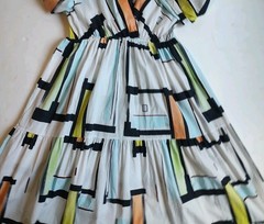 Sofia Italy Midi Dress Tiered White Blue Green Yellow Cotton V Neck Black S M