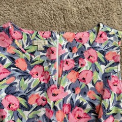 Talbots Womens Pink Blue Floral Pique Sleeveless Shift Dress Size 8