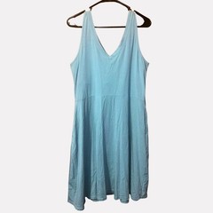 PACT Light Blue Knee Dress Women&rsquo;s XL 79% Organic Cotton Shelf Bra Pockets