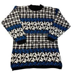 Vintage American Pride Novelty Knit Sweater Dress Geometric Pattern Medium