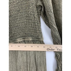 Young Threads Dress Womens Medium Green Gray Maxi Long Smocked Boho NEW