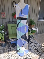 Beautiful MM Couture Sheer Summer Dress Sz M Geometric Patern Big Tall