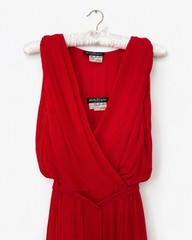 Salvatore Ferragamo Vintage Red Pleated Silk Blend Midi Dress & Slip IT 44 UK 12