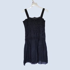 [NWT] Ann Taylor Women&rsquo;s Petite Eyelet Cotton and Silk Black Dress Size 0P