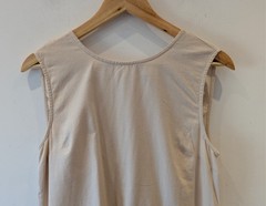 Primark Womens Beige Sleeveless Midi Dress Cotton Linen Blend Tie Back Size 10
