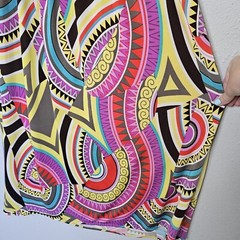 1.2.3 Vibrant Multicolor Smocked Midi Dress Attached Beaded Necklace S Small