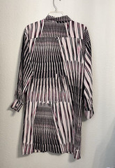 Presley Skye 100% Silk Dress Women S Long Sleeves Belted Pocket Stripes NO BELT