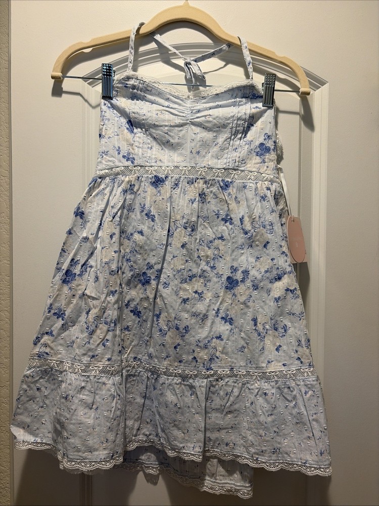 LoveShackFancy x Target Annabelle Blue Floral Halter Dress Size 16