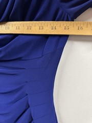 Ralph Lauren Blue Dress Size 2 Gathered Sides Cowl Neck Elbow Sleeves