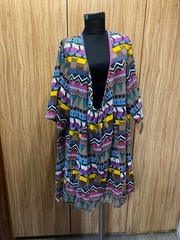 HENRIK VIBSKOV MULTICOLORED JERSEY COTTON GEOMETRIC PRINT OVERSIZED DRESS-S