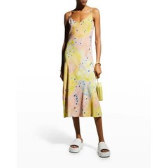 $495 Marc Jacobs NWT Yellow Multi Watercolor Print Slip Dress Sz 2 Wedding Guest