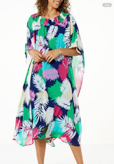 NEW Antthony On/Off Shoulder Smocked Overlay Midi Dress FLORAL SZ L