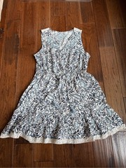 Lucky Brand Blue & White Paisley Sleeveless Mini Dress