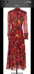 $560 Alexis Womens Rustic Floral Morgana Long MIDI Red Dress Sz S