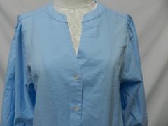 J Mclaughlin Size Sz Large Lg L twill Cotton blue button down top blouse 3/4 slv