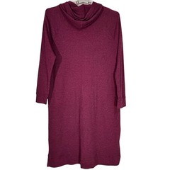 Eddie Bauer Waffle Knit Hoodie Dress Womens 2XL Cozy Casual Lodgecore Thermal