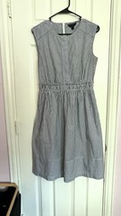 J.CREW Black/White Striped Seersucker Fit & Flare Smocked Dress Size 2