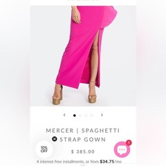 One33social MERCER | SPAGHETTI STRAP GOWN in Pink NWT