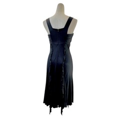 Versace Y2K LBD Cocktail Dress Silk Viscose Black Ruched Square Neck IT38 XS 2