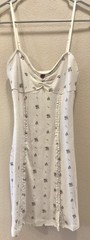 Full Tilt White Floral Knit Camisole Bow Front Ruffle Trim Body Con Stretch S