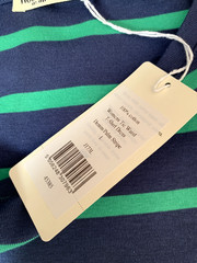 BNWT Woolovers Tshirt Dress L NEW tie waist cotton stripe navy green belted