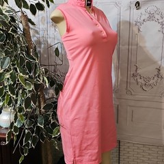 Peter Millar NWT Stand Up Ruffle Collar Coral 5 Button Dress With Back Pocket